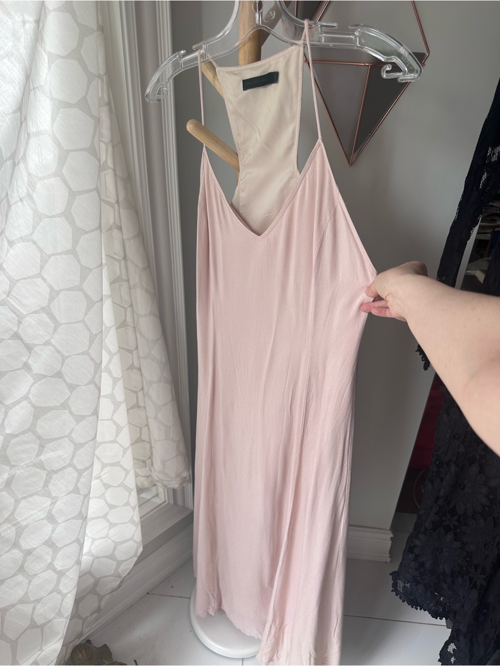 TIGER OF SWEDEN Light Blush Pink Slip Maxi Dress Racerback Chiffon Size Small